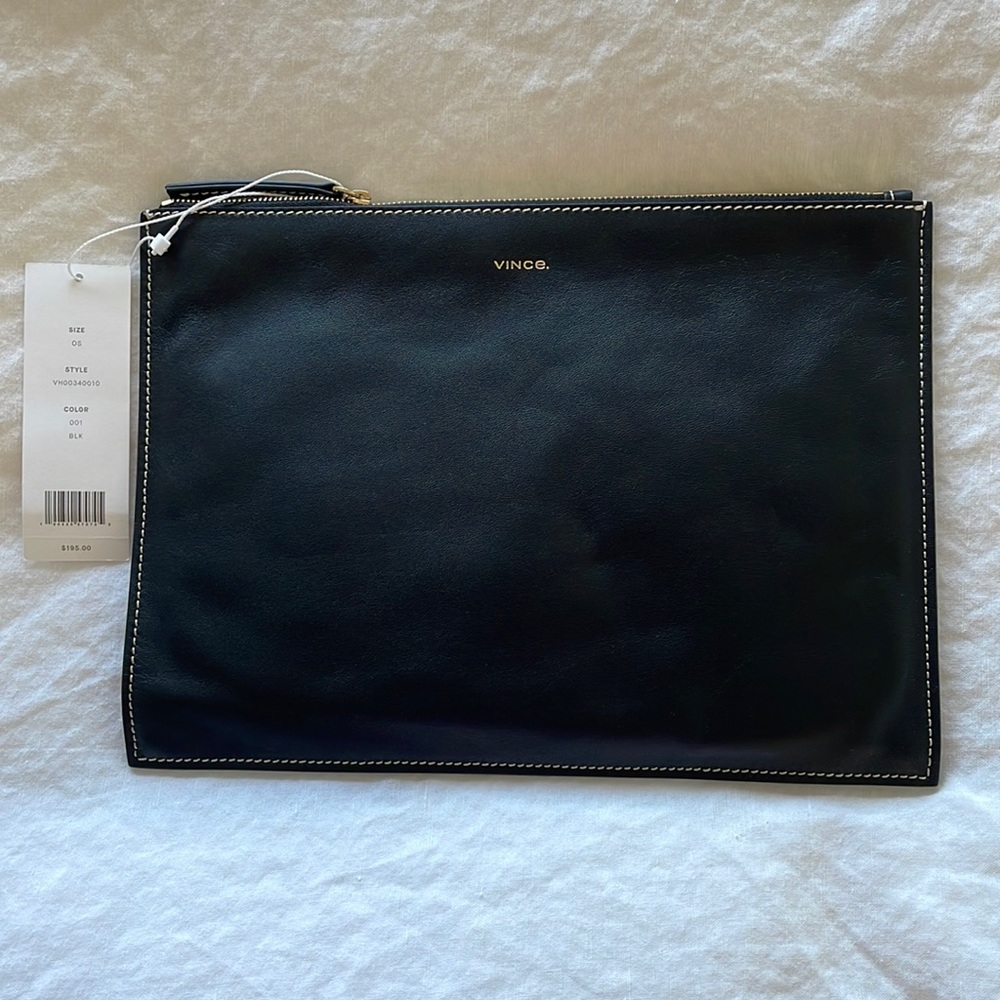Vince black leather clutch